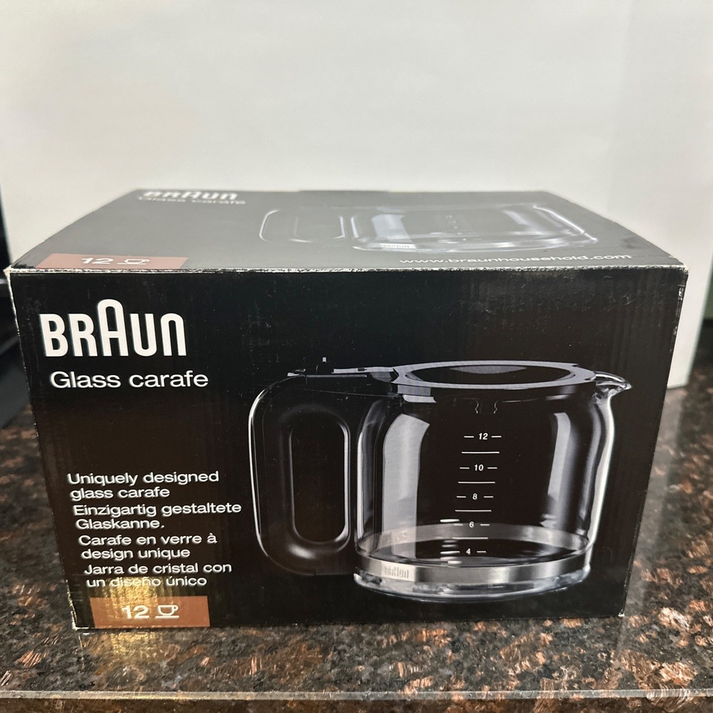 Braun Glass Carafe 12 Cups Coffee Machine 3107 3109 KF60 KF70 KF71 NEW! OPEN BOX
